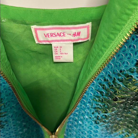 Versace Dress Tropical Green and Blue Sleeveless Sequin Dress - Picture 7 of 11